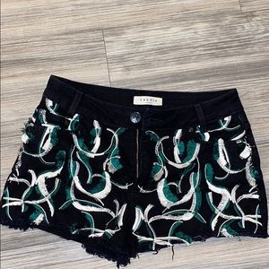 Sandro Paris Black Jean Shorts W/ Embroidery sz 36